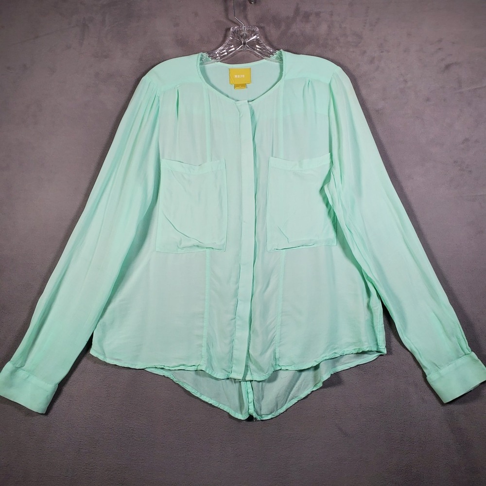 Anthropologie Maeve Blouse Size 10 Mint Green Clara Long‎ Sleeve Button Minimal